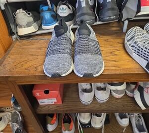 adidas Grey Knit Slip-On Sneakers
